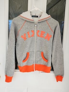 Coolwear Gray Zip-Up Hoodie with Orange Trim, Size Youth M
